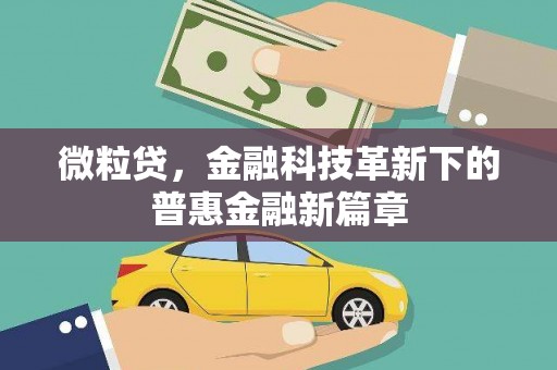 清镇微粒贷，金融科技革新下的普惠金融新篇章