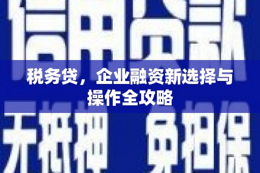 清镇税务贷，企业融资新选择与操作全攻略