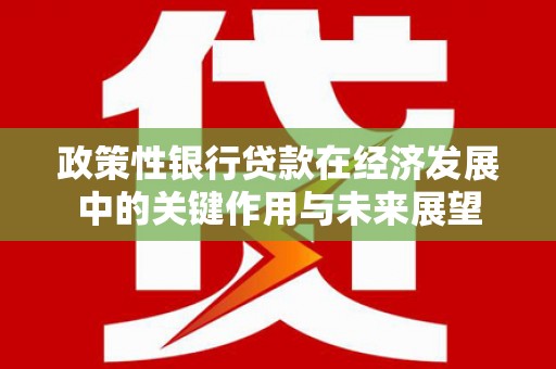 清镇政策性银行贷款在经济发展中的关键作用与未来展望