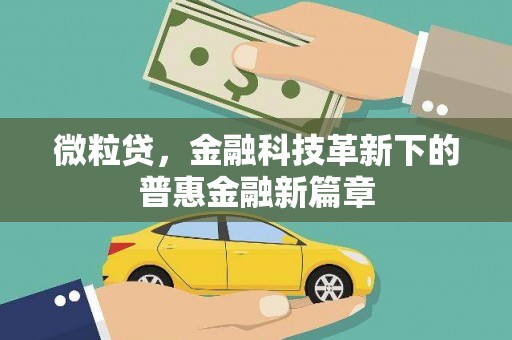 清镇微粒贷，金融科技革新下的普惠金融新篇章